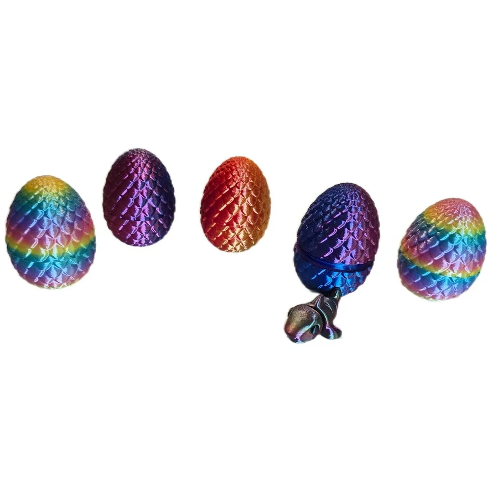 3D‎ Printed Articulated Dragon Mystery Egg Iridescent Fidget Toy Surprise 5 Pk